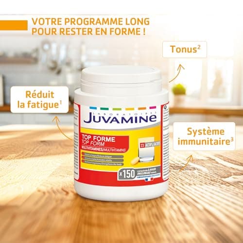 JUVAMINE Top Forme Vitalité Tonus Multivitamines & Minéraux, Aide à Réduire la Fatigue pour Adults, Fabriqué en France -