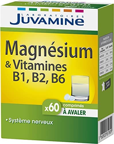 JUVAMINE Magnésium et Vitamines B1, B2 et B6 - Contribue au Fonctionnement Normal du Système Nerveux et à une Fonction M