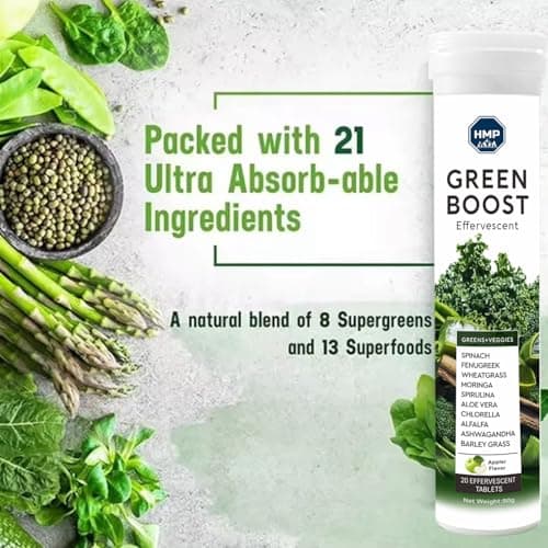 GreenBoost Effervescent HMP - Antioxydants & Énergie Naturelle | Spiruline, Moringa & Thé Vert | Pour l'Immunité et la D
