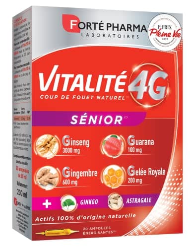 Forté Pharma - Vitalité 4G Sénior | Complément Alimentaire Energie Ginseng, Gingembre, Guarana, Gelée Royale | Seniors |