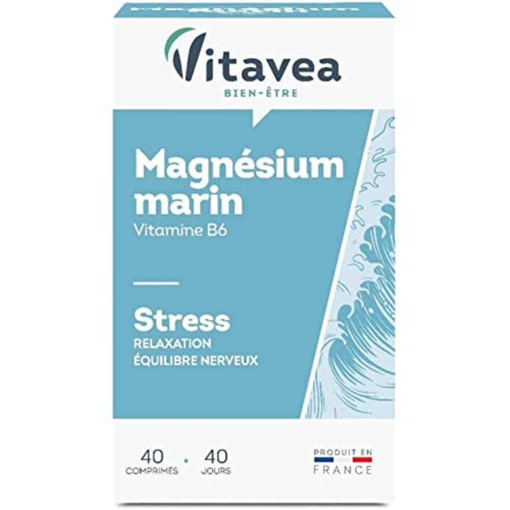 Vitavea Magnésium Marin Vitamine B6 Complément Alimentaire Anti Stress - Equilibre Nerveux - Relaxation - 40 Comprimés -
