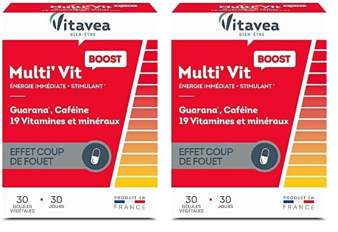 Vitavea Multi'Vit BOOST - Complément Alimentaire Energie - Contient Caféine, Guarana, Vitamine C et D, Magnésium, Zinc -