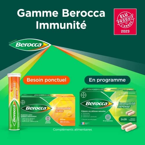 Berocca® Immunité Défense - Complément Alimentaire à Base d'Echinacée, Vitamine D, C et Zinc - Boostez Votre Défense Nat