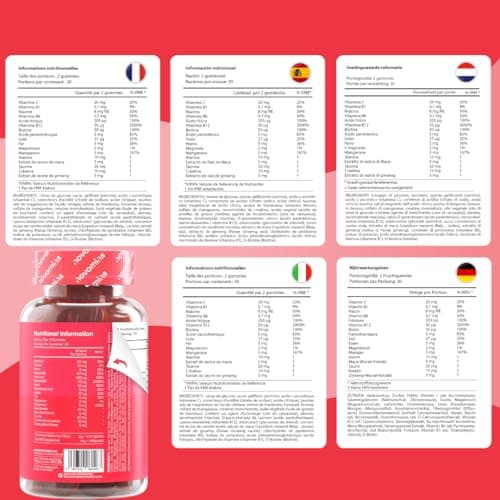 Gummies Énergie – Vitamines B6, B12, C + Créatine, Maca, Taurine & Ginseng – Réduction de la Fatigue & Métabolisme Énerg