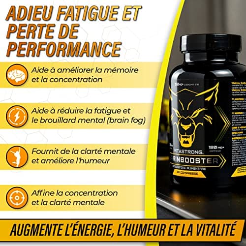 Vitastrong Supplément Nootropique Puissant pour Travailleurs Full Time, Gamer et Étudiants | Anti Fatigue, Mémoire et Co