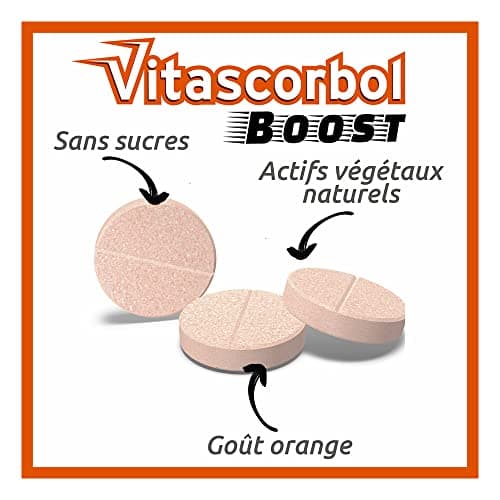 VITASCORBOL Multivitamines Comprimés Effervescents Goût Orange - Boost Physique et Intellectuel - 20 Comprimés