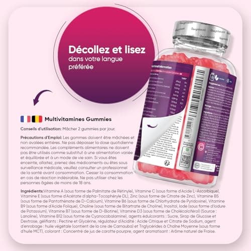 Multivitamines et Minéraux Vegan Gummies 120 Pièces 2 Mois de Stock - 13 Vitamines Essentielles (C, B12, D3, E, A) + Zin