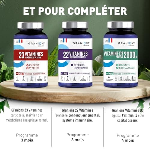 Multivitamines GRANIONS 23 VITAMINES - Magnésium, Vitamine D, Vitamine C - Énergie & Vitalité - Anti Fatigue - 90 Compri