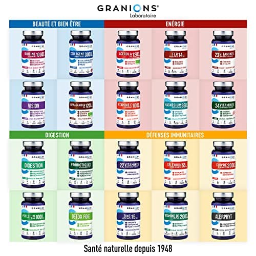 Multivitamines GRANIONS 22 Vitamines Adultes Immunité - Magnésium Zinc Vitamine B12 D3 - 90 Comprimés 3 Mois Fabriqué en