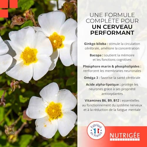 NUTRIGÉE Neuro Tonic Fort Stimule la Mémoire et les Fonctions Cérébrales - 60 Comprimés - Programme de 30 à 60 Jours - F