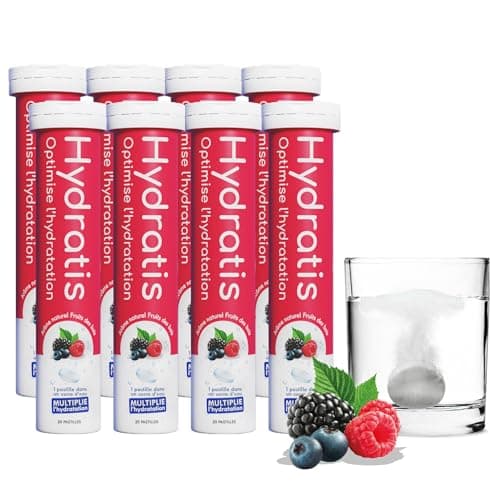 HYDRATIS - Pastilles Effervescentes Riche en Minéraux - Faible en Sucre - Pour Sport & Récupération - 20 Pastilles — 8 TUBES