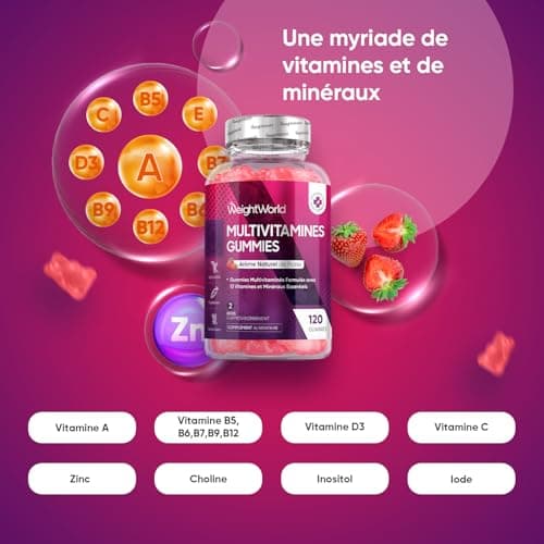 Multivitamines et Minéraux Vegan Gummies 120 Pièces 2 Mois de Stock - 13 Vitamines Essentielles (C, B12, D3, E, A) + Zin