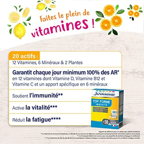 JUVAMINE - Immunite Énergie - Supplément Réduit La Fatigue - Hommes & Femmes - 30 comprimés - France - Boost Énergie