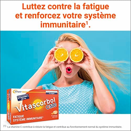 VITASCORBOL - Complément alimentaire vitamine C 500 mg - Fatigue et système immunitaire - 24 comprimés à croquer - Boost