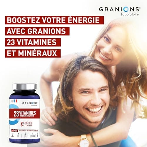 Multivitamines GRANIONS 23 VITAMINES - Magnésium, Vitamine D, Vitamine C - Énergie & Vitalité - Anti Fatigue - 90 Compri