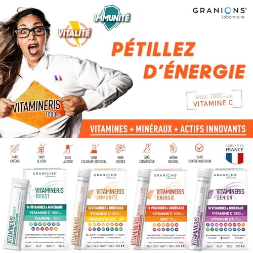 Vitamineris Granions Énergie 1000mg - 28 comprimés effervescents - Énergie continue - Performances intellectuelles et ph