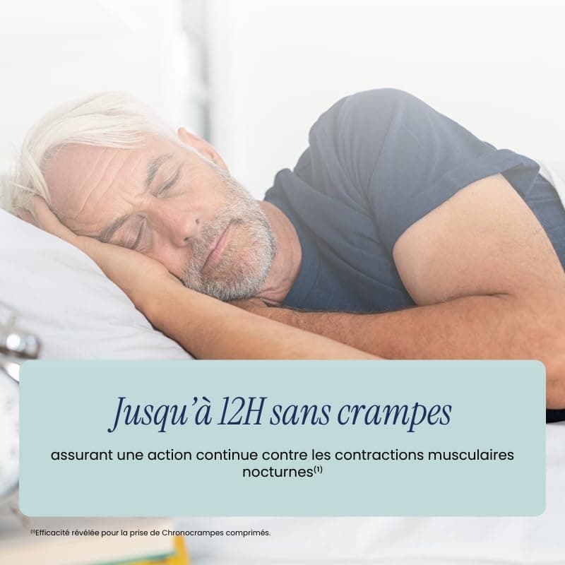 NaturAvignon Chronocrampes Comprimés | Décontractant musculaire, crampes nocturnes | 12h de repos sans crampes  
NaturAv