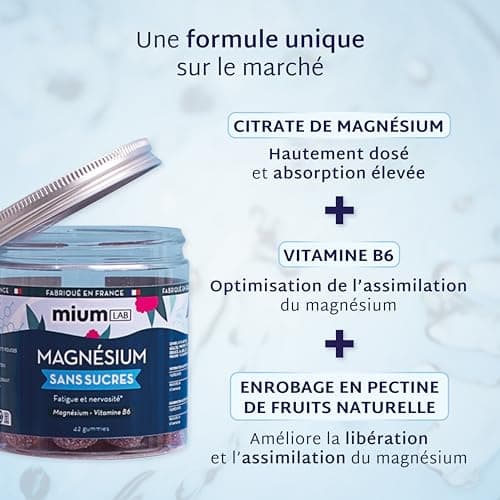 Mium Lab Gummies Magnésium Antistress Fatigue Complément Alimentaire Adultes Enfants Goût Fruits Rouges Sans Sucre