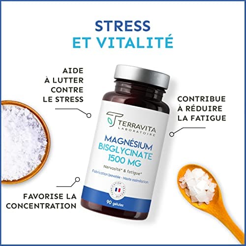 MAGNÉSIUM BISGLYCINATE TRAACS Vegan Made in France Terravita | Biodisponibilité Maximale Sans Effet Laxatif |contre la F