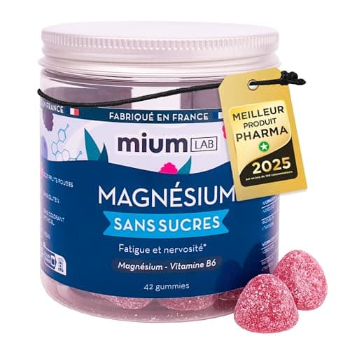 Mium Lab Gummies Magnésium Antistress Fatigue Complément Alimentaire Adultes Enfants Goût Fruits Rouges Sans Sucre