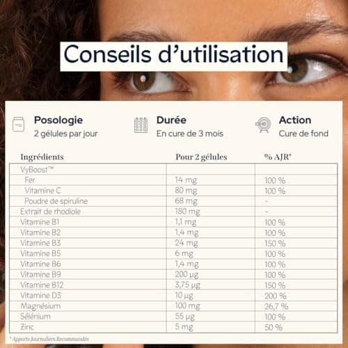 EPYCURE - Multivitamines Combat Fatigue Physique & Mentale, Réduit Stress - 87% Naturel Rhodiole, Magnésium, Vitamines B