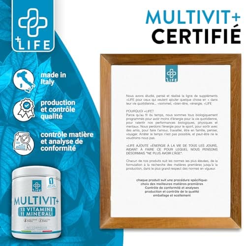PiùLife Multivitamines & Minéraux Pour Toute la Famille - Immunité Hivernale avec Vitamine D, C, B, Calcium, Zinc, Fer,