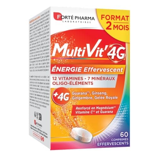 Forté Pharma - Multivit' 4G Energie - Forme et Tonus - Combattre la fatigue et l'irritabilité - 30 comprimésBi-couches — Multivit'4G Energie Effervescent 2 mois