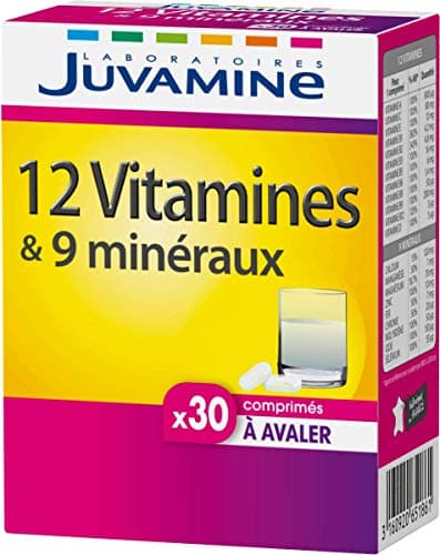 JUVAMINE - 12 Vitamines & 9 Minéraux pour Réduire la Fatigue - Pour Adultes - 30 Comprimés à Avaler