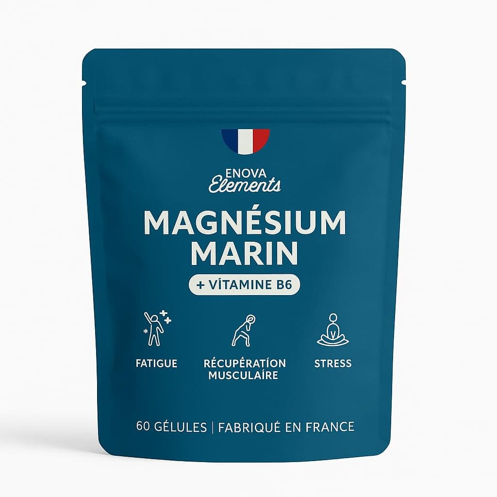 MAGNÉSIUM MARIN 300 mg + Vitamine B6 | Récupération musculaire, Stress, Fatigue | 60 gélules végétales | Complément alim