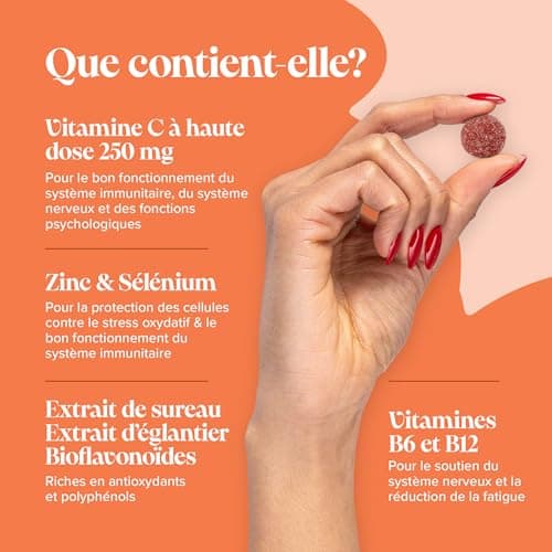 Novomins Gummies Vita C 250mg sans sucre – Immunité renforcée – 60 gélules véganes pour adultes avec bioflavonoïdes, cyn