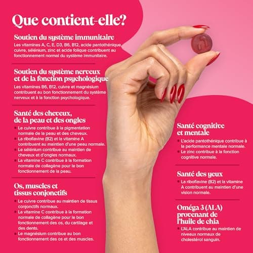 Multivitamines Adultes – 17 Vitamines & Minéraux Essentiels – Immunité & Énergie – Vegan, Sans Gluten – 60 Gommes – Comp