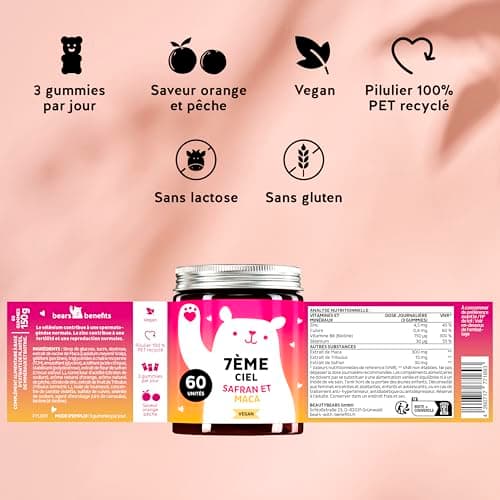 Bears with Benefits Gummies Maca 300 MG - Énergie et Vitalité pour Hommes Actifs - Avec Tribulus Terrestres, Zinc et Saf