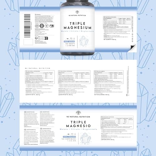 N2 Natural Nutrition Magnésium Trio (Bisglycinate, Citrate, Malate) 220 mg - Anti-Stress & Fatigue, Pour Digestion, Musc