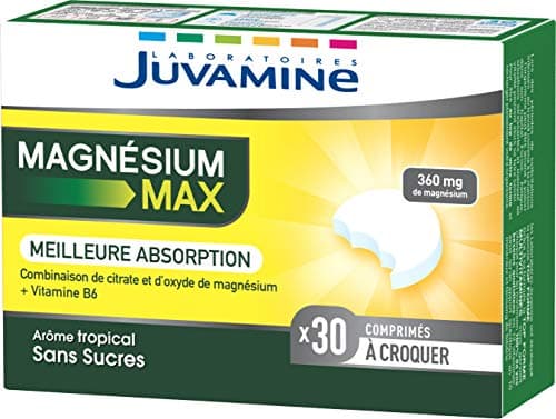 JUVAMINE - Magnésium + Vitamine B6 pour Combattre la Fatigue - Comprimés à Croquer Sans Sucres - Supporte le Système Ner