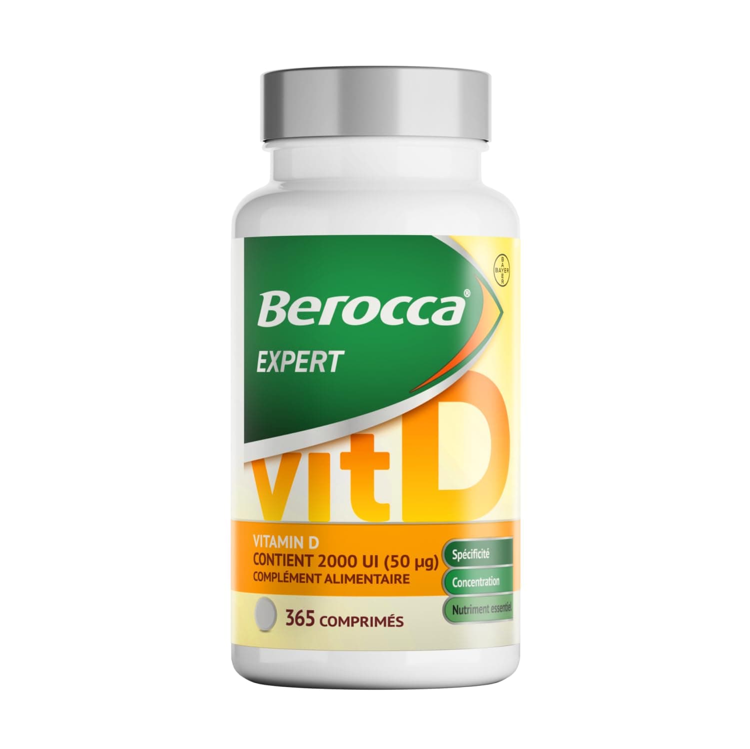 Berocca Expert Vitamine D3 2000 UI – Complément Alimentaire Immunité Os Muscles Dents – 365 Comprimés Végétariens Haut D