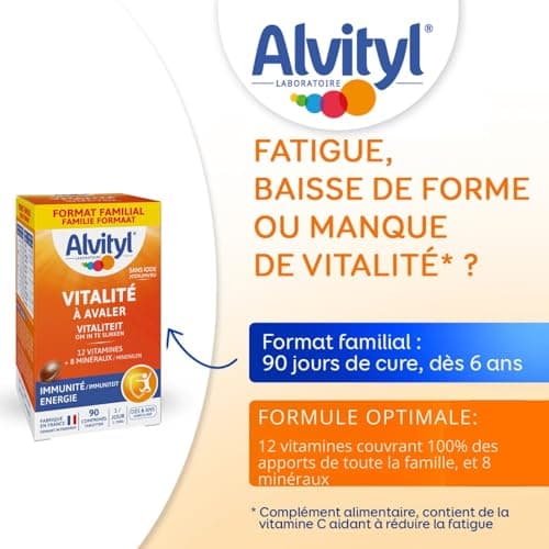 Alvityl Comprimés Vitalité 12 Vitamines 8 Minéraux Dès 6 Ans Maxi Format 90 Comprimés