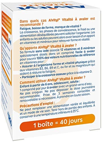 Alvityl Comprimés Vitalité 12 Vitamines 8 Minéraux Dès 6 Ans Maxi Format 90 Comprimés