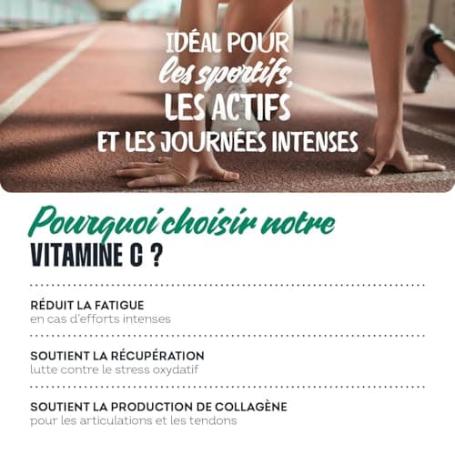Vitamine C 1000mg à Croquer - Antioxydant Puissant, Anti-Fatigue, Immunité & Énergie - Complément alimentaire Sport & Bi