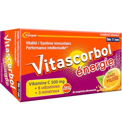 VITASCORBOL ENERGIE Multivitamines Complément alimentaire Goût Orange pressée 30 comprimés effervescents