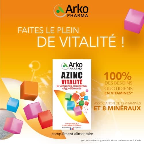 Azinc Vitalité - Réduit la fatigue et soutient les performances intellectuelles - Pour tous dès 15 ans - 120 gélules