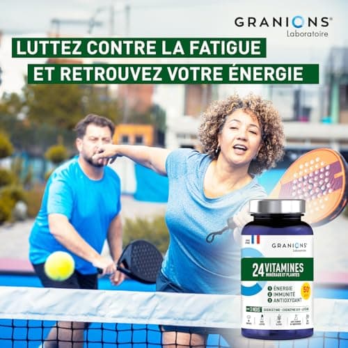 GRANIONS 24 VITAMINES - Magnesium, Zinc, Vitamine C, Selenium, Coenzyme Q10, Luteine - Energie, Immunité - Vitamines Adu