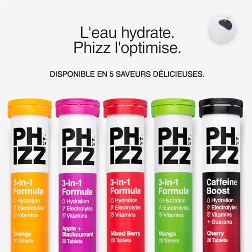 Electrolytes Phizz Multivitamines Comprimés d'hydratation Effervescents - 18 Vitamines Minéraux Vitamine C Végane Végéta
