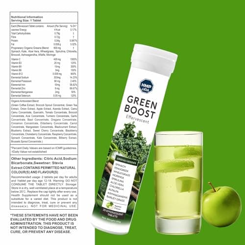 GreenBoost Effervescent HMP - Antioxydants & Énergie Naturelle | Spiruline, Moringa & Thé Vert | Pour l'Immunité et la D