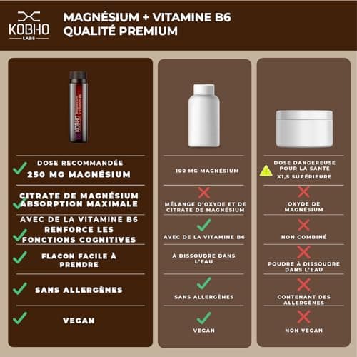 Citrate de Magnésium et Vitamine B6 - Traitement Intense de Fatigue - Facile à Boire et Sans Effort - Absorption Maximal