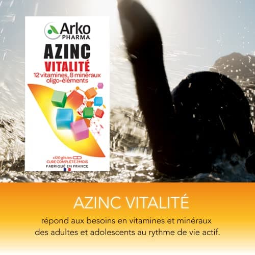 Azinc Vitalité - Réduit la fatigue et soutient les performances intellectuelles - Pour tous dès 15 ans - 120 gélules