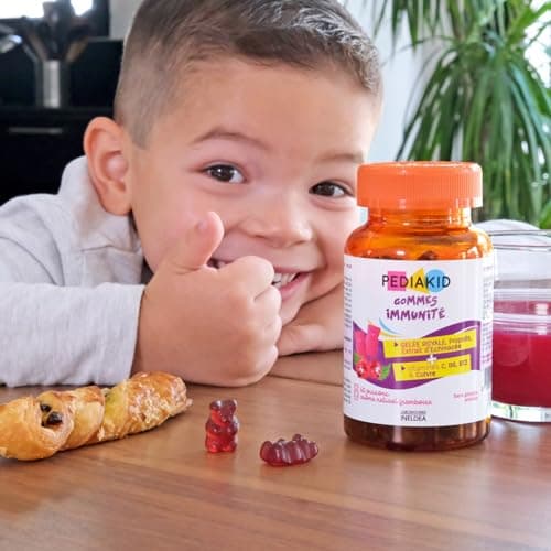 PEDIAKID Gommes Immunité Naturelles Arôme Framboise - Soutiennent les Défenses Corps - 60 Gommes (Boost Immunité, Végéta