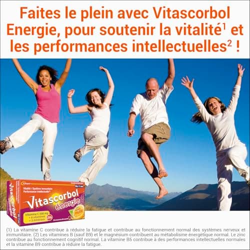 VITASCORBOL ENERGIE Multivitamines Complément alimentaire Goût Orange pressée 30 comprimés effervescents