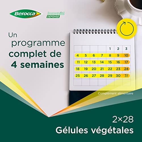 Berocca® Immunité Défense - Complément Alimentaire à Base d'Echinacée, Vitamine D, C et Zinc - Boostez Votre Défense Nat