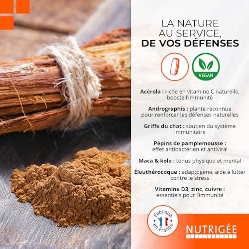 NUTRIGÉE - Immunité Fort - Tonus - Renforce Le Tonus et Stimule les Défenses Naturelles - 60 Comprimés - Fabriqué en Fra