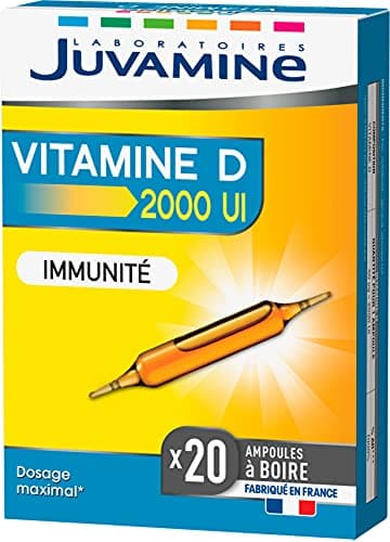 JUVAMINE - Vitamine D - Immunité - Pour Adults - à prendre quotidiennement - 2000 UI 50µg - 20 Comprimés - Lot de 1